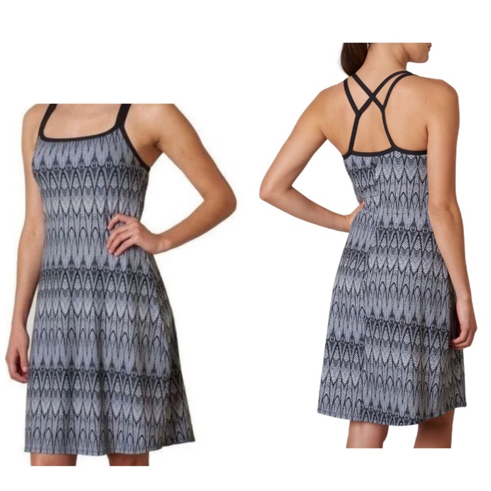 PrAna Cora Dress Black Feather Strappy Athletic Size XS